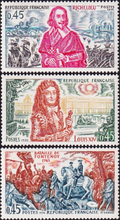 Франция 1970 год . История Франции , полная серия MNH . Каталог 3,0 £ 