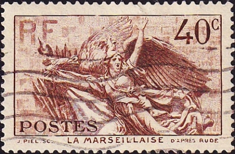 Франция 1936 год . "Марсельеза" Клода Руже . Каталог 4,25 £ 