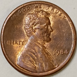 1 цент 1984 год, без обозначения монетного двора, США _187_