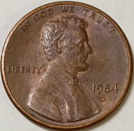 1 цент 1984 год, D - монетный двор Денвер, США; _187_