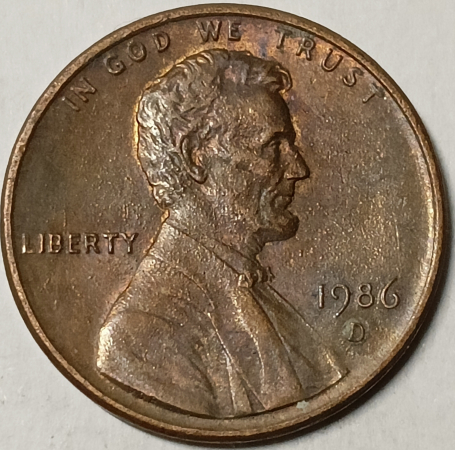 1 цент 1986 год, D - монетный двор Денвер, США; _187_