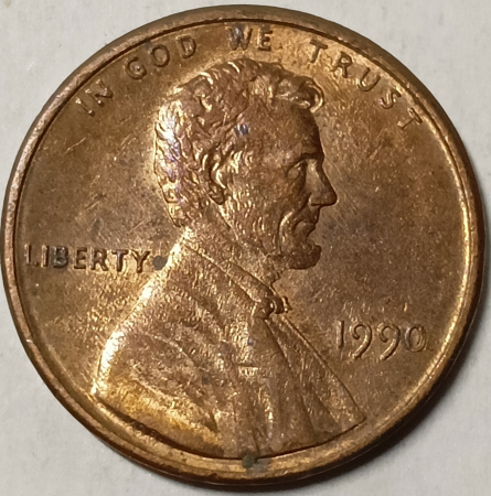 1 цент 1990 год, без обозначения монетного двора, США _187_