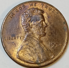 1 цент 1994 год, без обозначения монетного двора, США; _187_