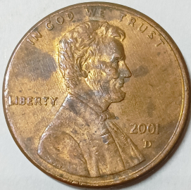 1 цент 2001 год, D - монетный двор - Денвер, США; _187_
