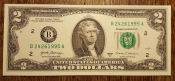2$ доллара  UNC Номер - Год рождения 1995г.