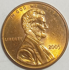 1 цент 2005 год, без обозначения монетного двора - Филадельфия, США; _187_