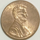 1 цент 2006 год, без обозначения монетного двора - Филадельфия, США;   _187_