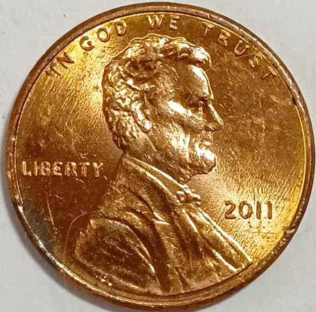 1 цент 2011 год, без обозначения монетного двора - Филадельфия, США; _187_