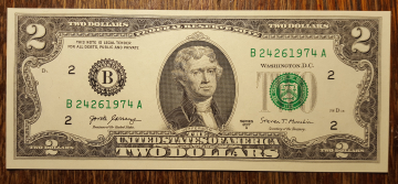 2$ доллара  UNC Номер - Год рождения 1974г. №2