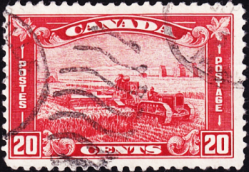 Канада 1930 год . Уборка урожая пшеницы трактором . Каталог 2,50 £ (2)