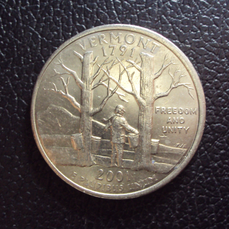 США 25 центов 2001 d год Вермонт.