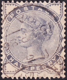 Великобритания 1884 год . Виктория . 0,5 p . Каталог 10 £ . (2)