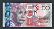 Тестовая банкнота De La Rue Альберт Эйнштейн 2021 год.