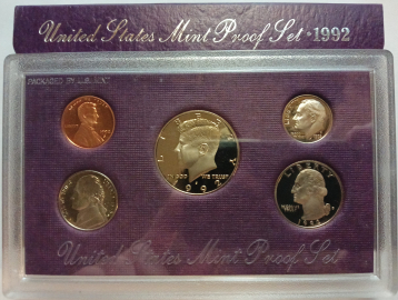 США, Годовой набор 1992 год, 5 монет, S - Сан-Франциско, Состояние Proof, СЕРТИФИКАТ !!!