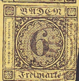 Германия , Баден . 1854 год . Цифра в круге . Каталог 35,0 €