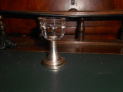 НЕОГОТИКА.Старин.РЮМКА-МУХА: РОМЕР/РЁМЕР-МАЛЮТКА,стекло, латунь в серебрении, БАХМЕТЬЕВ 1850-1870е