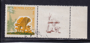 СССР 1964  год. Грибы. марка + купон. 4коп.  ( А-23-124 )
