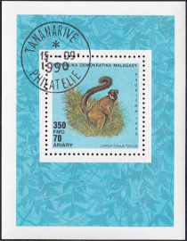 Мадагаскар 1990 год . Бурый лемур (Lemur fulvus fulvus) , блок Каталог 2,50 €