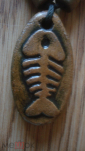 Медальон "Скелет рыбы". Керамика/камень (См. описание). - вид 2