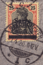 Германия 1920 год . Германия, надпечатка "Sarre" . Каталог 25,0 €