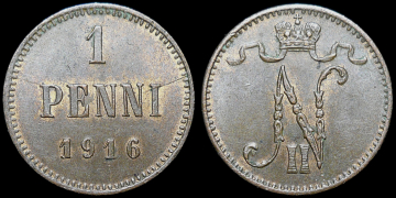 1 пенни 1916 г. Русская Финляндия (C514)