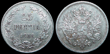 25 пенни 1909 г. Русская Финляндия (С525)