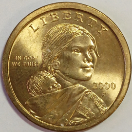 США 1 доллар 2000 год, "Р" - Филадельфия, Доллар Сакагавеи, парящий орел, индианка; _172_
