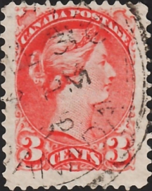 Канада 1870 год . Queen Victoria . 3 c . Каталог 50,0 £ . (5)